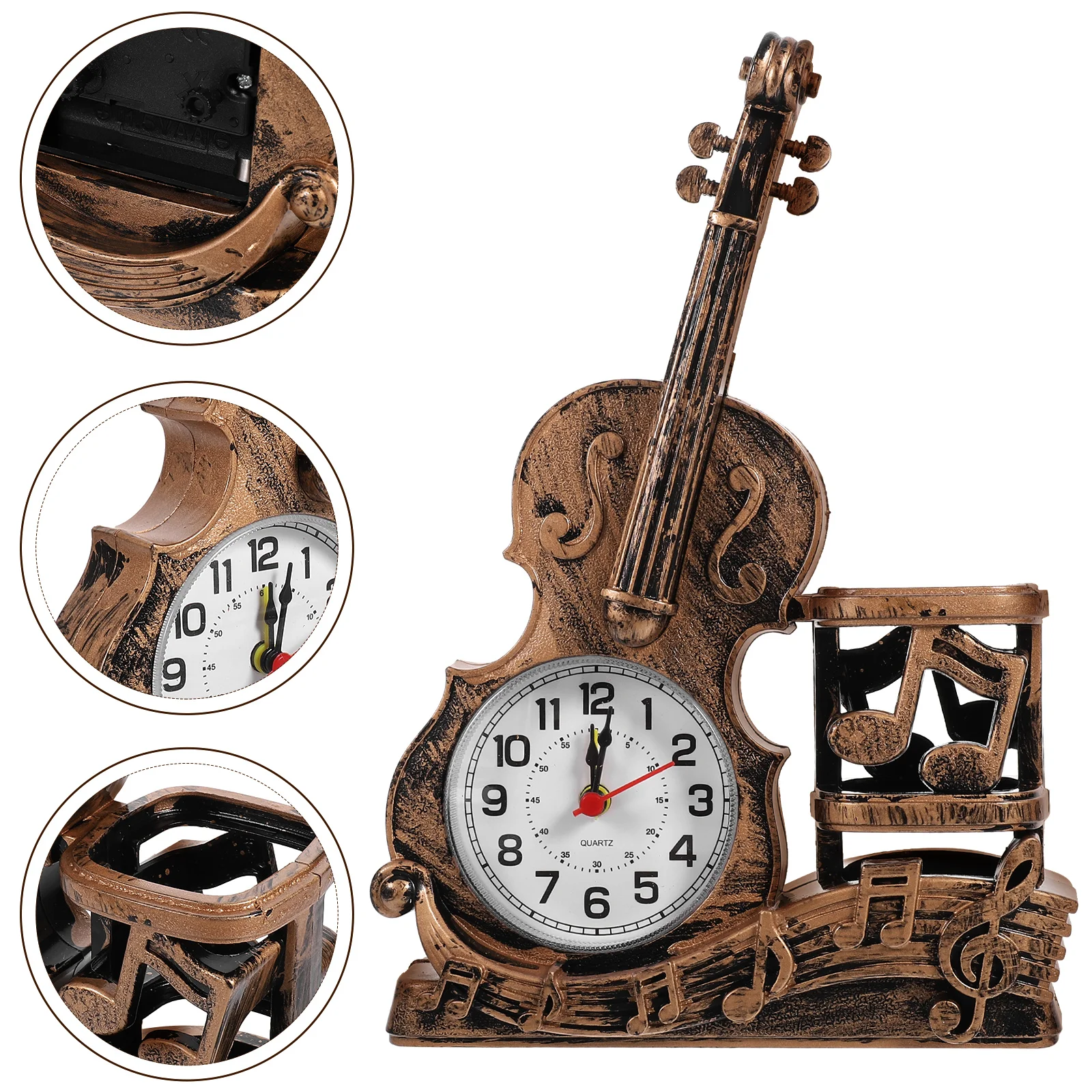 

Festival Gift Alarm Clocks Violin Finger Tape Decorative Model Desk Tabletop Shape Desktop Lifelike Small