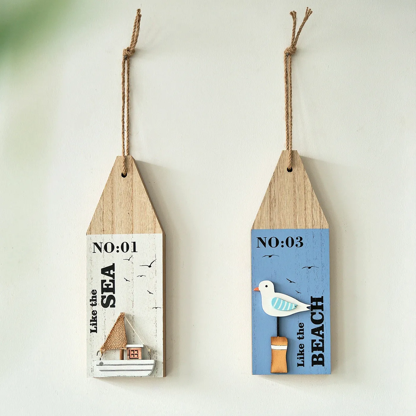 Creative Wooden Ocean Buoy Float Mediterranean‑Style Wall Hanging Pendant Vintage Decor for Living Room Background Wall Home