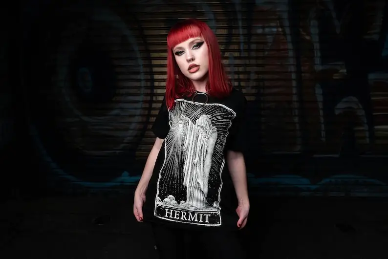 The Hermit Tarot Card T-Shirt, Gothic Tarot Shirt, Virgo Graphic Tee