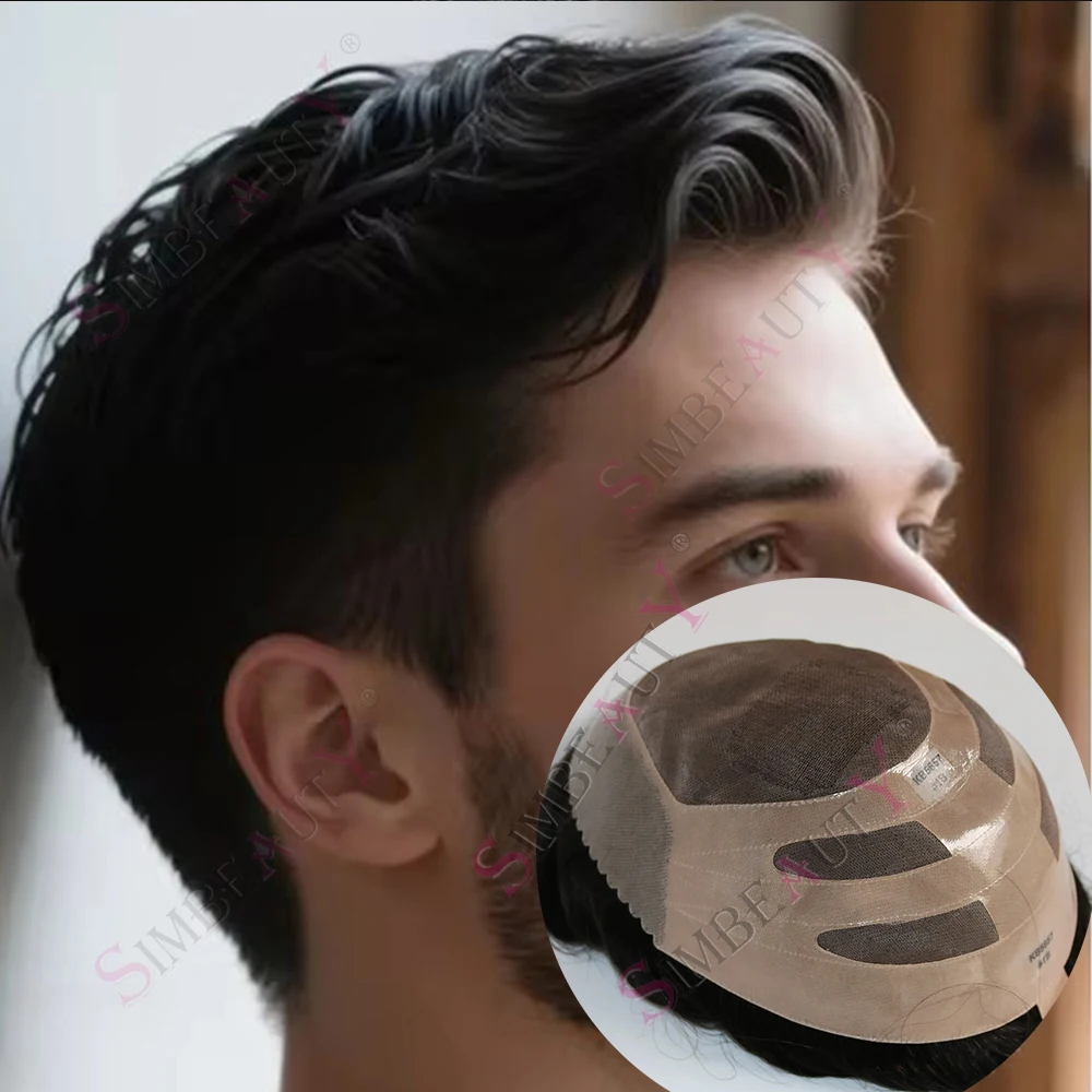 

Ash Brown Grey Durable Bond Male Grey Hair Prosthesis Mono Mesh Lace NPU Men's Wig European Natural Human Hair Capillary System
