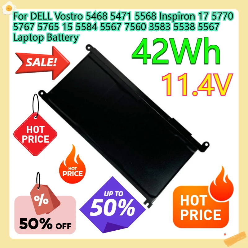 

For DELL Vostro 5468 5471 5568 Inspiron 17 5770 5767 5765 15 5584 5567 7560 3583 5538 5567 Laptop Battery