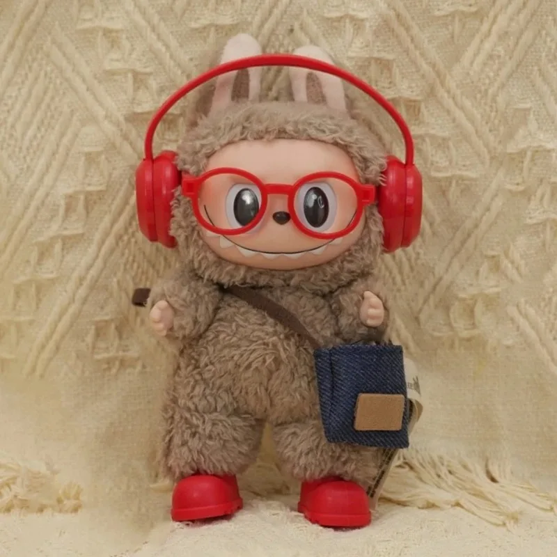 

For 15/17cm Labubu Outfit Clothes Labubu headphones glasses and shoes three piece set Dolls Accessories Labubu Ropa
