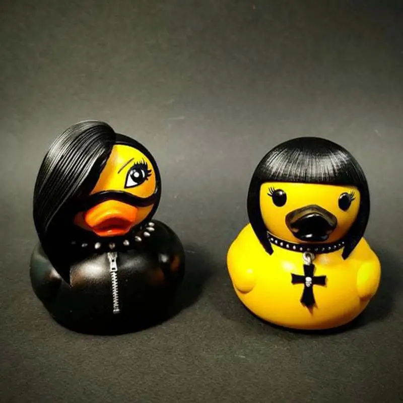 Duckieville Duck Statue Satan Duck Punk Duck Death Rock Duck Lady Valentina Goth Girl Duck Resin Decor Collectible Gift