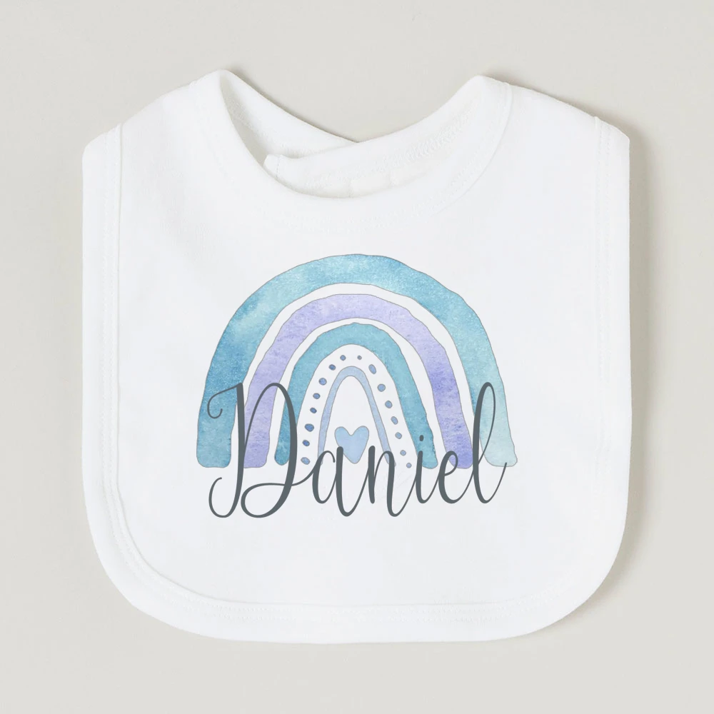 Gepersonaliseerde Baby Slabbetje Regenboog Met Naam Pasgeboren Katoen Slabbetjes Custom Meisjes Jongens Speeksel Handdoek Baby Bibs Doop Baby Shower Geschenken