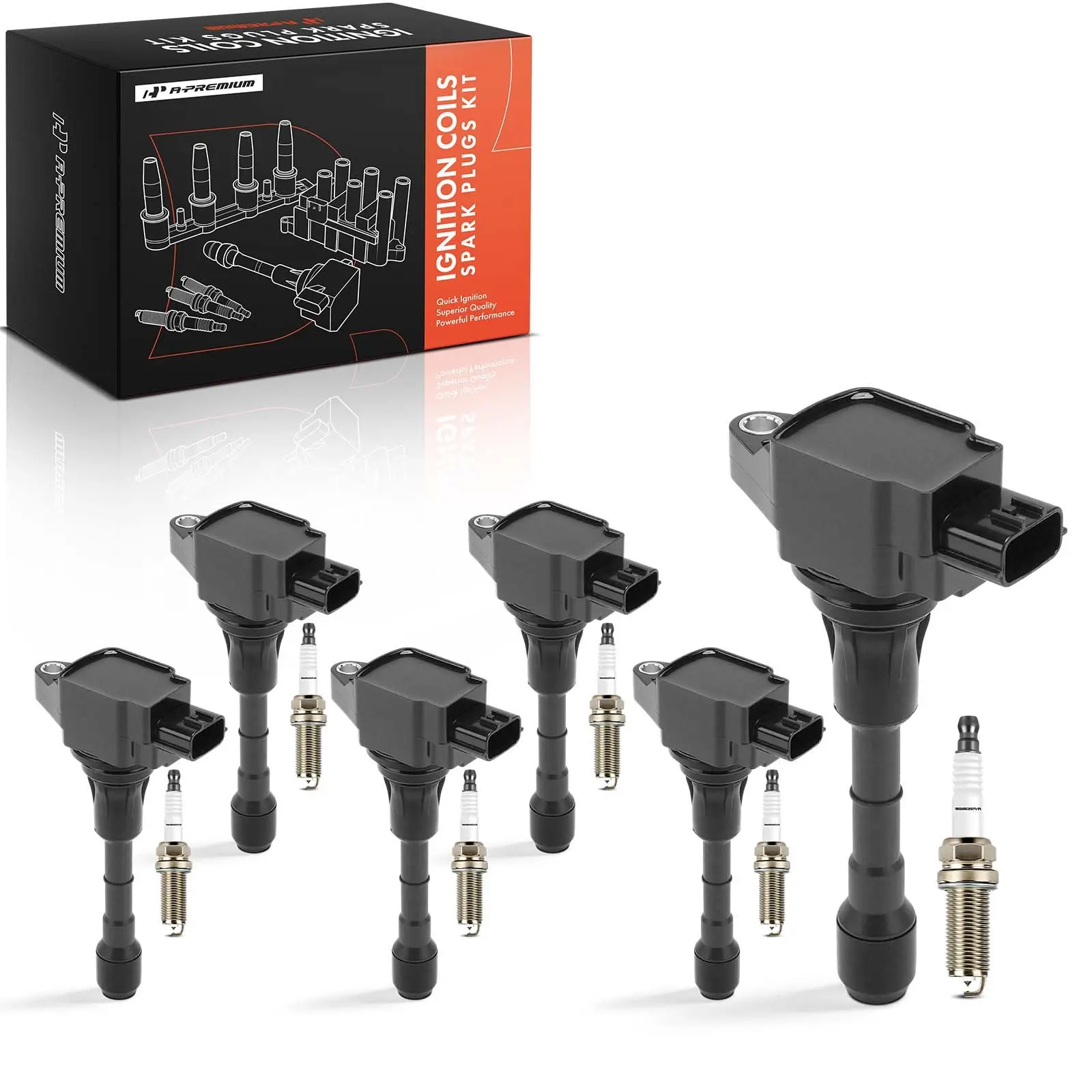 A-Premium 6x Ignition Coils & 6x Iridium Spark Plug Kit for Nissan Altima Maxima INFINITI