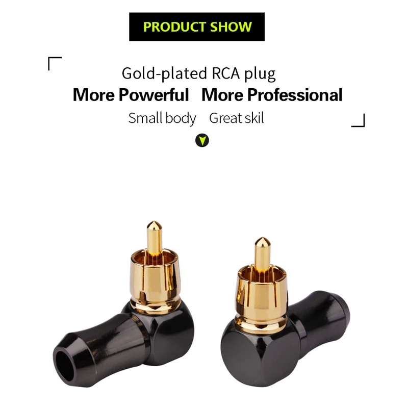 Audio Connector RCA Gold Plug Male 90 Degree Adaptor Audio Video Speaker Connector Soldering Adapter RCA Elbow Hifi Mini Jack