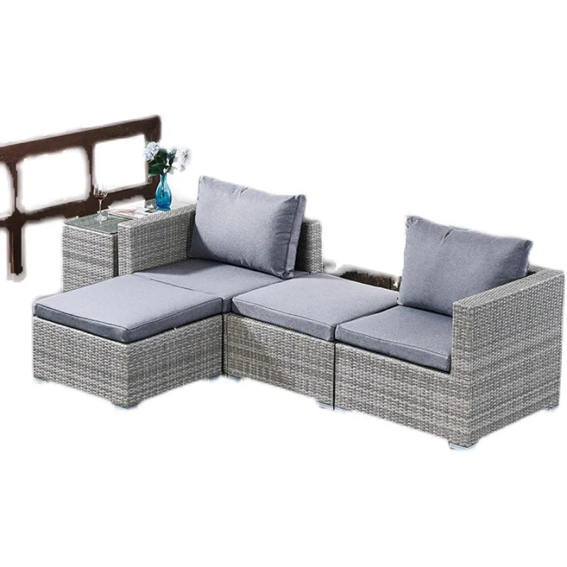 Outdoor rattan sofa combination garden balcony creative rattan sofa five-piece courtyard leisure rattan chair coffee table furni
