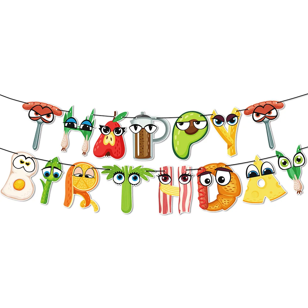 Cartoon Cute Sausage Party Banner Flag Balloon Comedy Adventure Animation Foodtopia Birthday Decoration