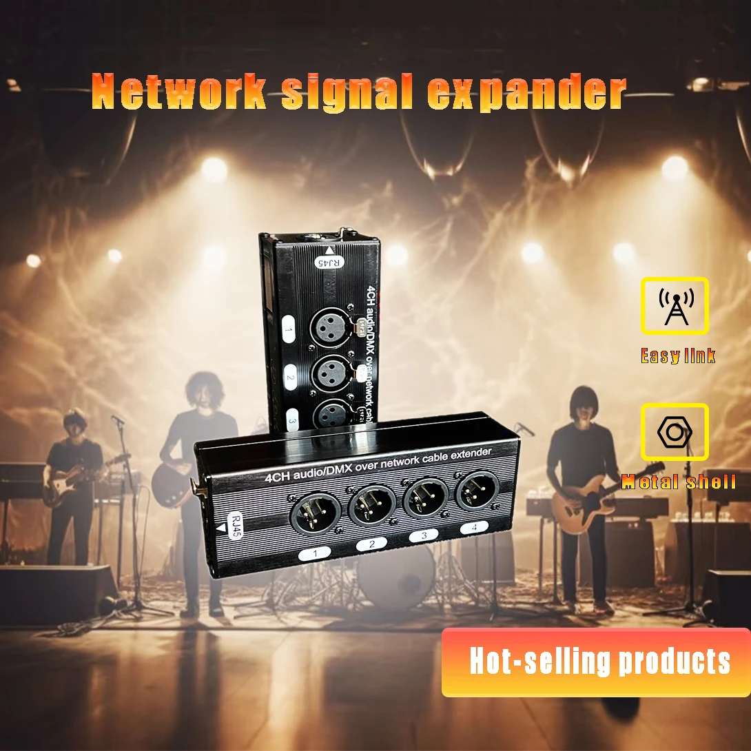 

4-Channel 3-Pin XLR Audio and DMX512 over Network Cable Extender, DMX512 Network Signal Extender Male or Female