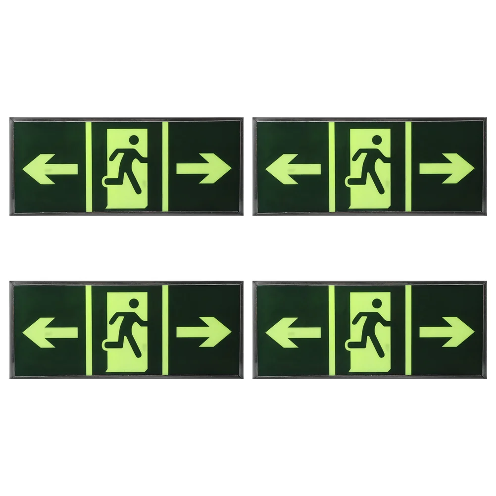 4Pcs Self Luminous Safety Exit Sign Night Glow Decals Emergency Evacuation Indicator Wall Stickers Exit Sticker