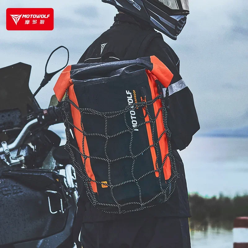 

Motorcycle Multipurpose Riding Bag Waterproof Riding Portable Large Capacity Double Shoulder Strap Mesh Pocket