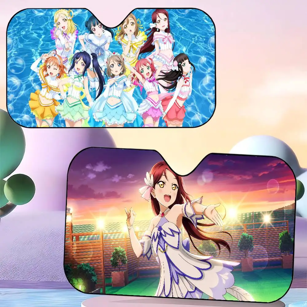 الحب لايف صن شاين أنيمي سيارة ظلة سيارة ظلة يغطي غطاء الزجاج الأمامي العالمي للطي قناع