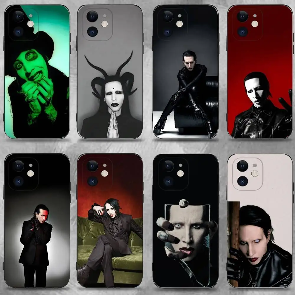 

Singer M-Marilyn MansonS Phone Case For iPhone 17,16,15,14,13,12,11,Pro,Max,Plus,E,SE4,Air,Mini Black Soft Cover