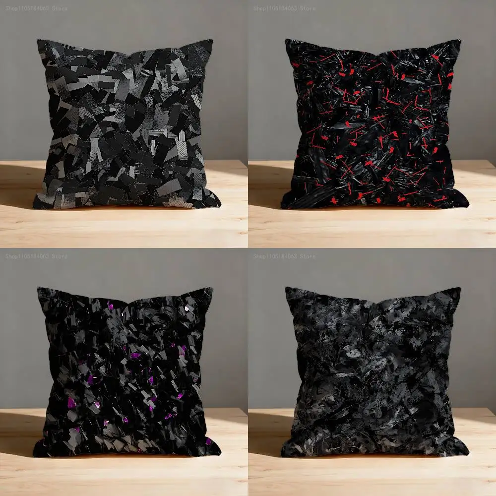 

Carbon Fiber Pattern Pillow Case For Sofa Decor Car Office Room Printing Cushion Cover Decorations and Protector