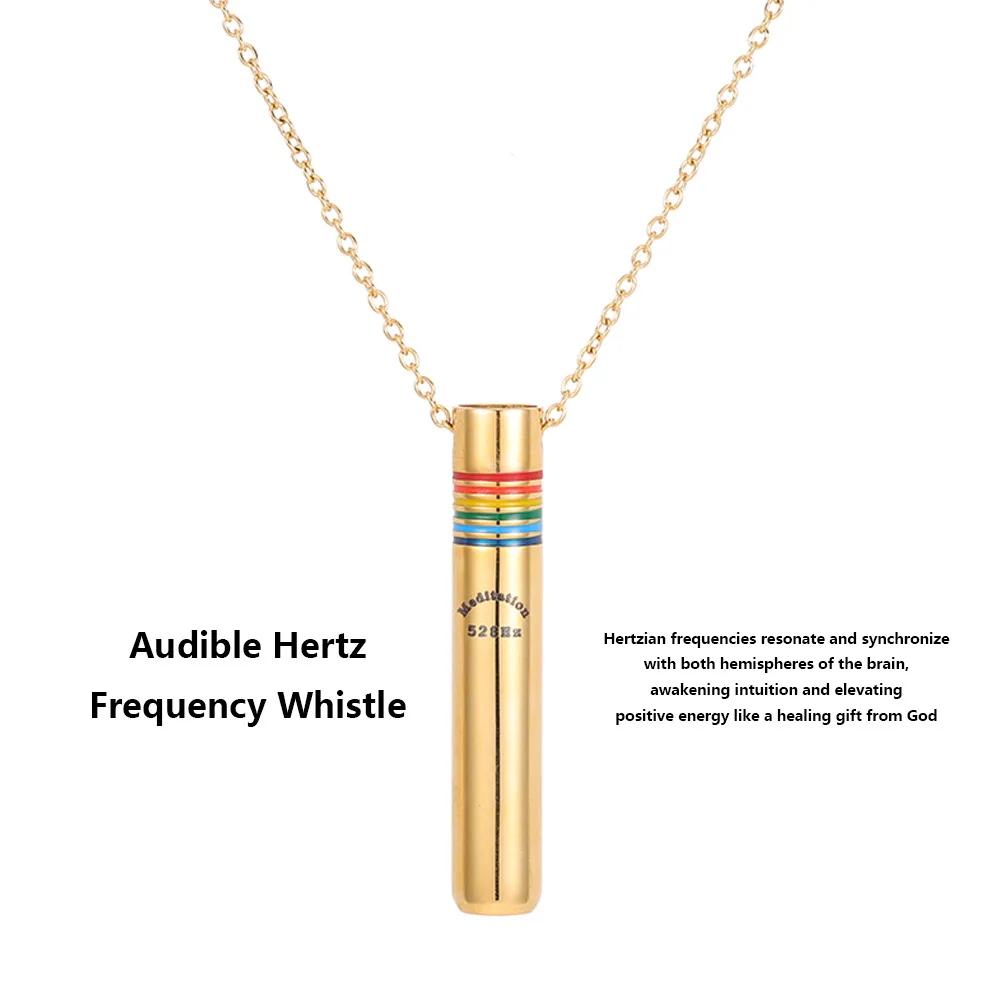 512 Hertz Whistle Pendant Stainless Steel Rainbow Accessory Color Blocked Two Tone Meditation Mindfulness Relieve Anxiety