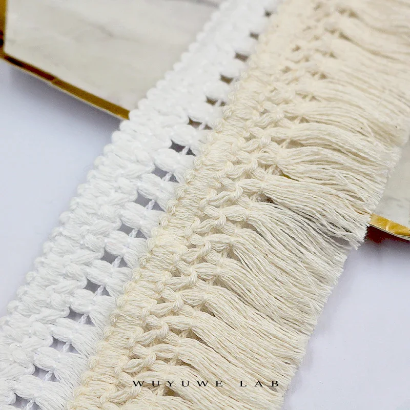 5yards Beige White Black Cotton Fringe Tassel Lace Beige Tassel Lace Trim Tassel Curtain Lace Sewing Craft Material 4CM Width