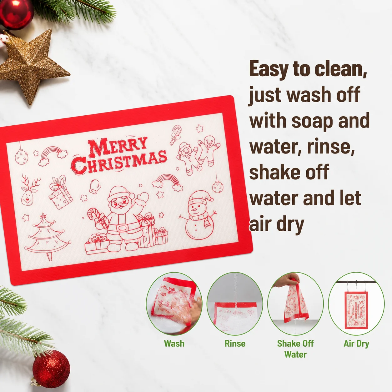Man Christmas Silicone Tree Snowflake Reusable & Heat-Resistant for Christmas Baking Kitchen Supplies Durable and Long Lasting
