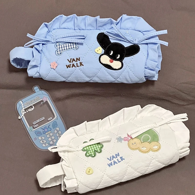 1pcs High-value Cute Dumpling Pencil Case For Girls Large-capacity Cosmetic Bag Student Cartoon Print Stationery Storage Bag