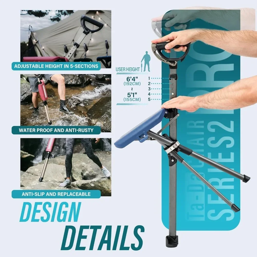 كرسي Ta-Da Series 2 PRO، عصا المشي لمسافات طويلة المحمولة للرحلات، عصا المشي القابلة للطي مع مقعد، عصا المشي مع كرسي، تشا قابلة للطي #3