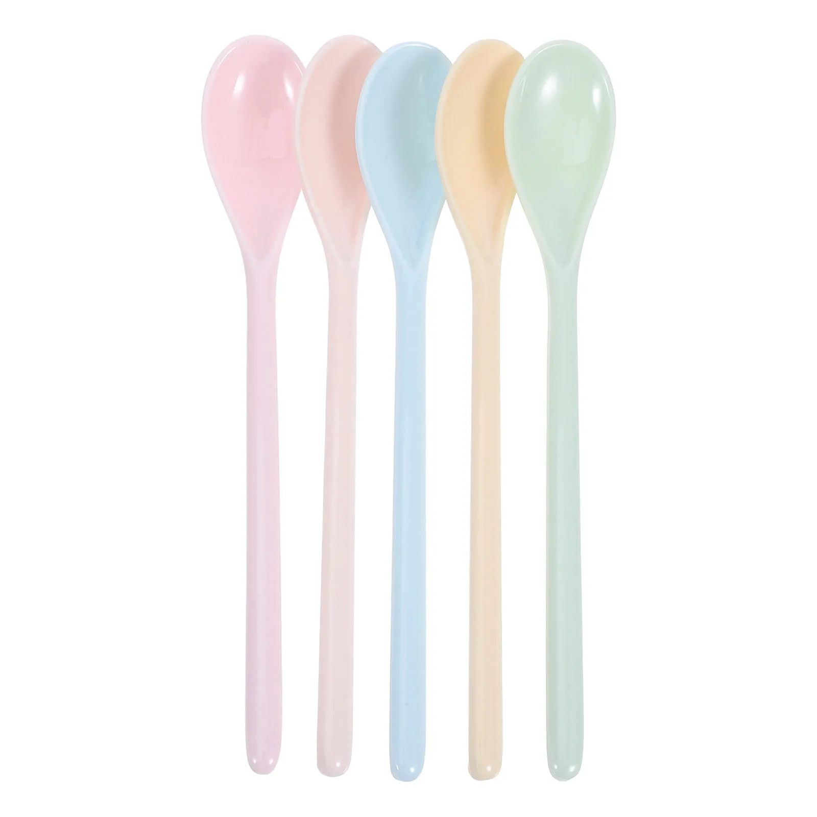 

5 Pcs Tableware Stirring Spoons Long Kitchen Spoon Handle Plastic Baby Kitchen Spoon Safe Kids Dining Utensils