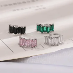 1 pz orecchini a clip per orecchio con zirconi quadrati irregolari per le donne geometria semplice polsino per l'orecchio moda festa oro argento colore gioielli regali