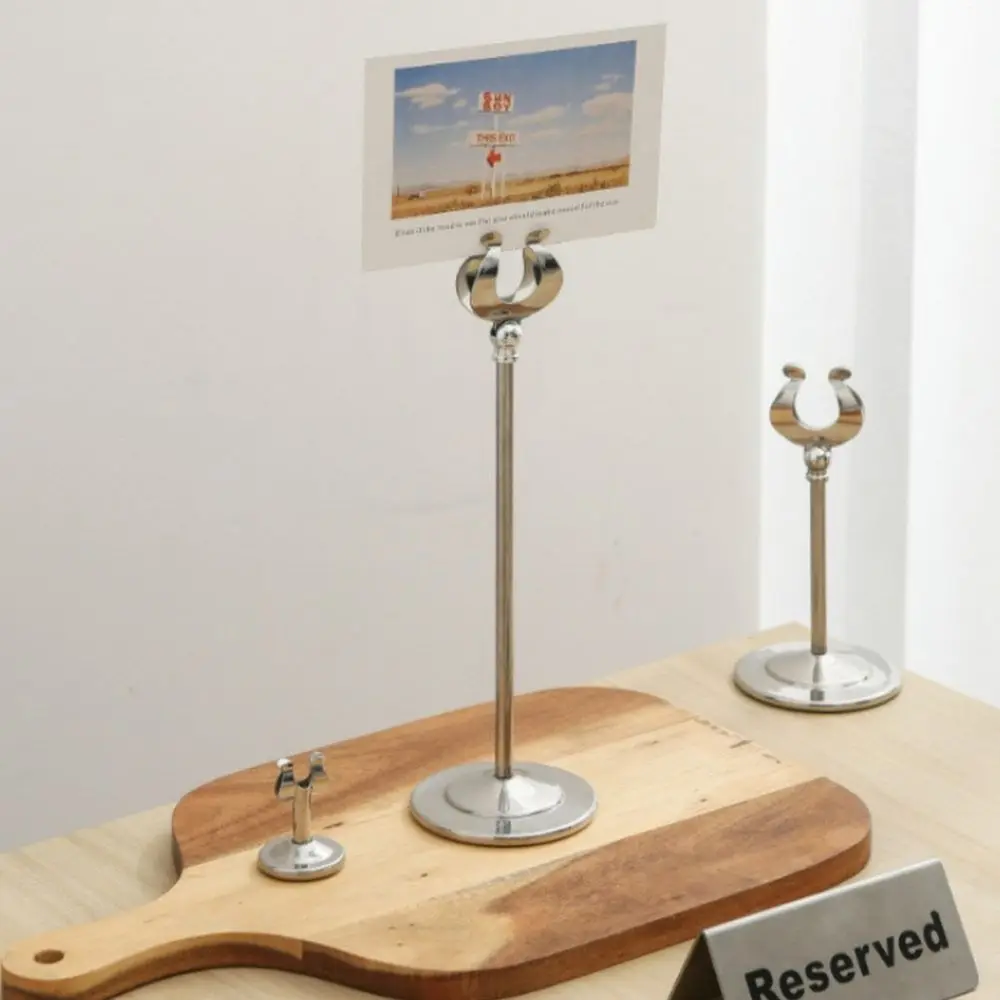 Stainless Steel Table Number Holder Stable Base Seat Clamp Name Card Holder U Shape Price Display Rack Table Accessories