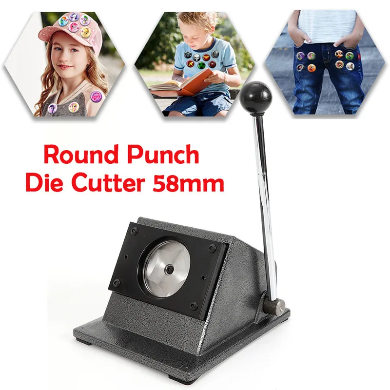 Imagem -03 - Circle Shape Punch Die Cutter Corte de Cartão Gráfico Máquina Manual do Fabricante de Botões 58 mm Badge Pin Novo