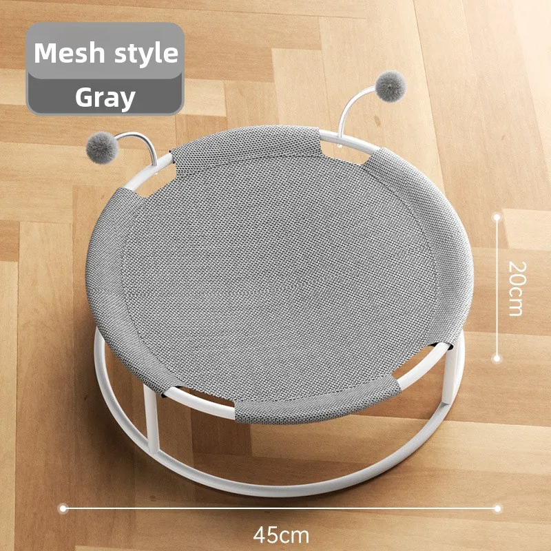 卸売 夏用 通気性 錬鉄製 猫用ネスト 四季通用 防湿 猫用ハンモック 丸型 メッシュ ペット 猫用トランポリン