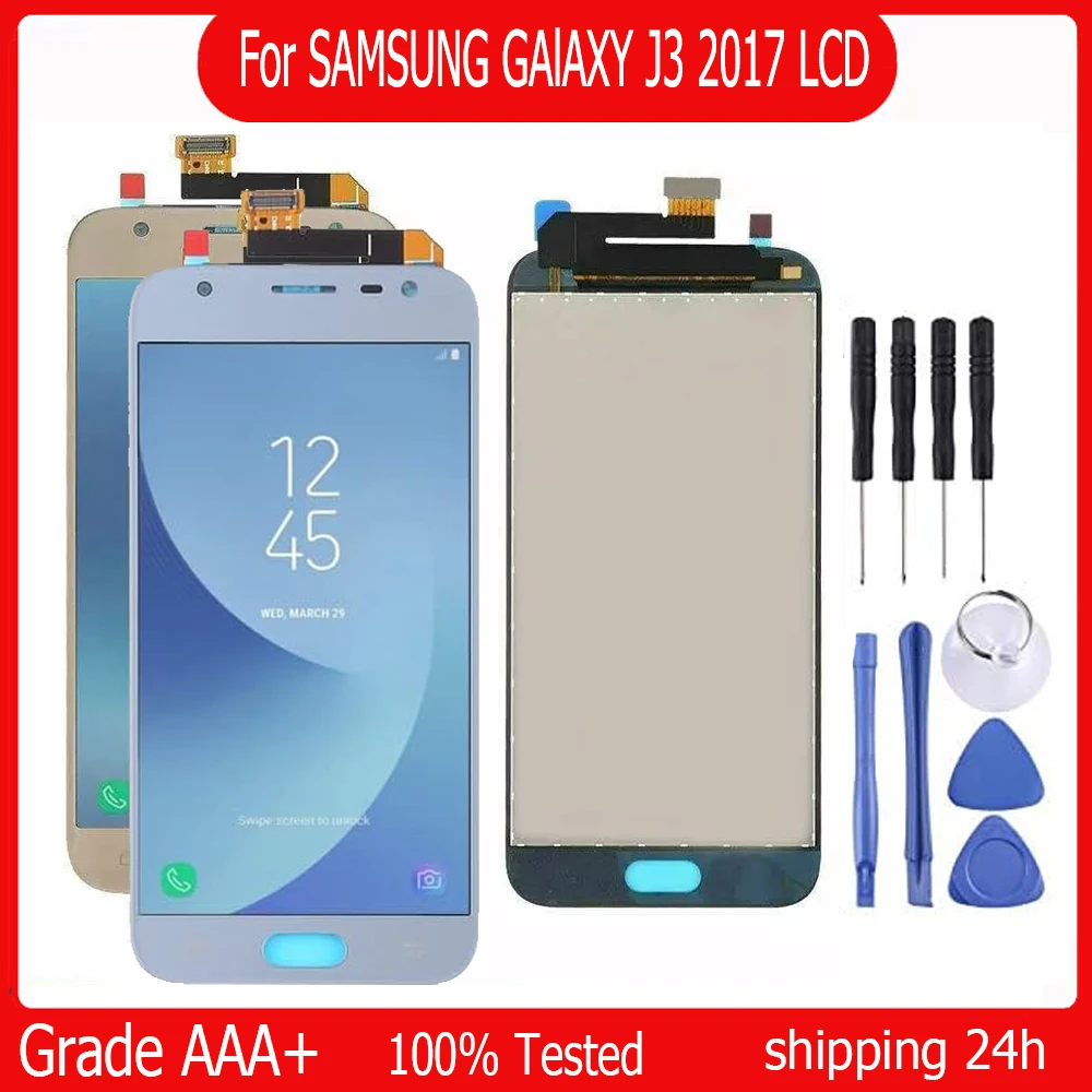 Super amoled lcd touch screen substituição para samsung galaxy j3 2017, j330 j3 pro j330f j330fn