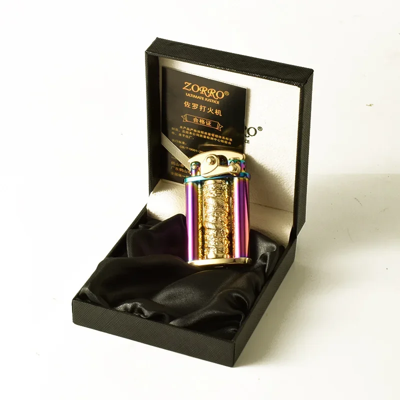 ZORROBrassArm Ignition Windproof Cotton oil Lighter Embossed Dragon Pillar High end Gift Lighters Smoking Accessories Collection