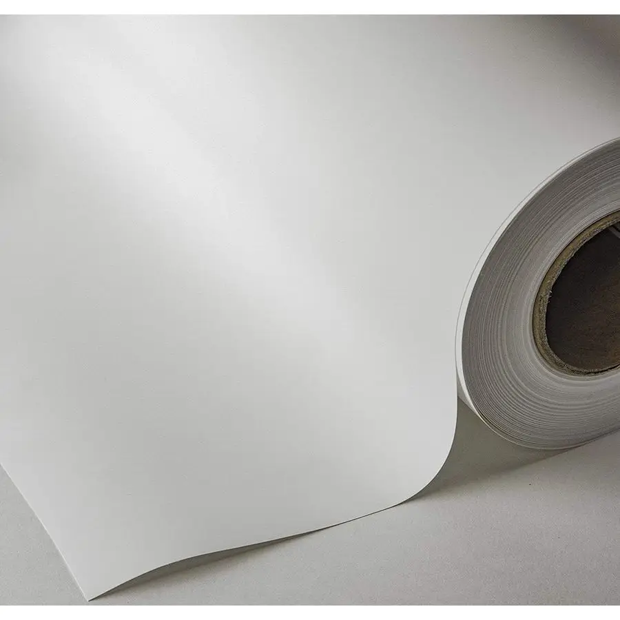 لفة لافتة من مادة البولي بروبيلين غير اللامعة مقاس 24 بوصة × 100 قدم غير لاصقة ذاتية اللصق من مادة البولي فينيل المقاومة للماء مقاس 2 بوصة، نافثة للحبر ذات تنسيق واسع