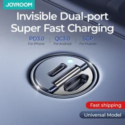 Joyroom USB C Car Charger for iPhone 15 30W 2 Ports Fast Charginig Mini Car Charger USB Compatible with iPhone Huawei Samsung