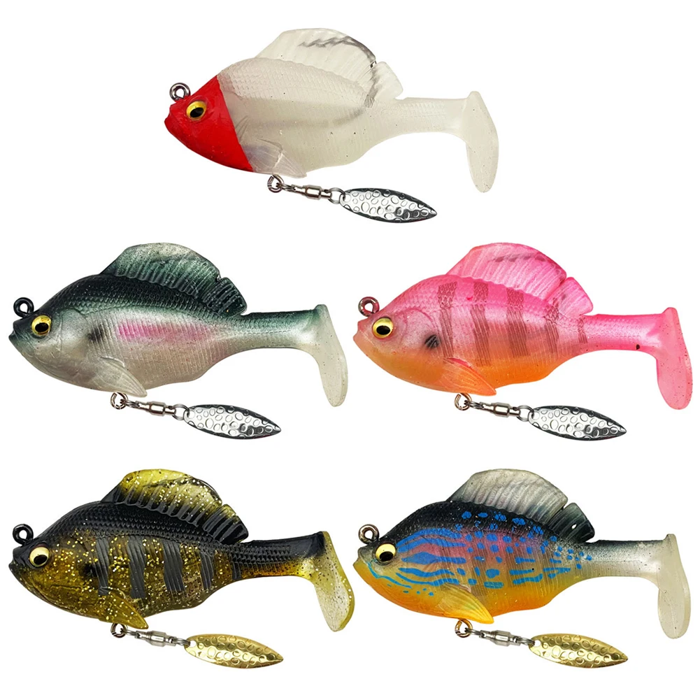 10g/6cm T Tail Swimbaits 360 Degree Rotating Spinner Blades Lures Top Water Fishing Lures for Freshwater Saltwater