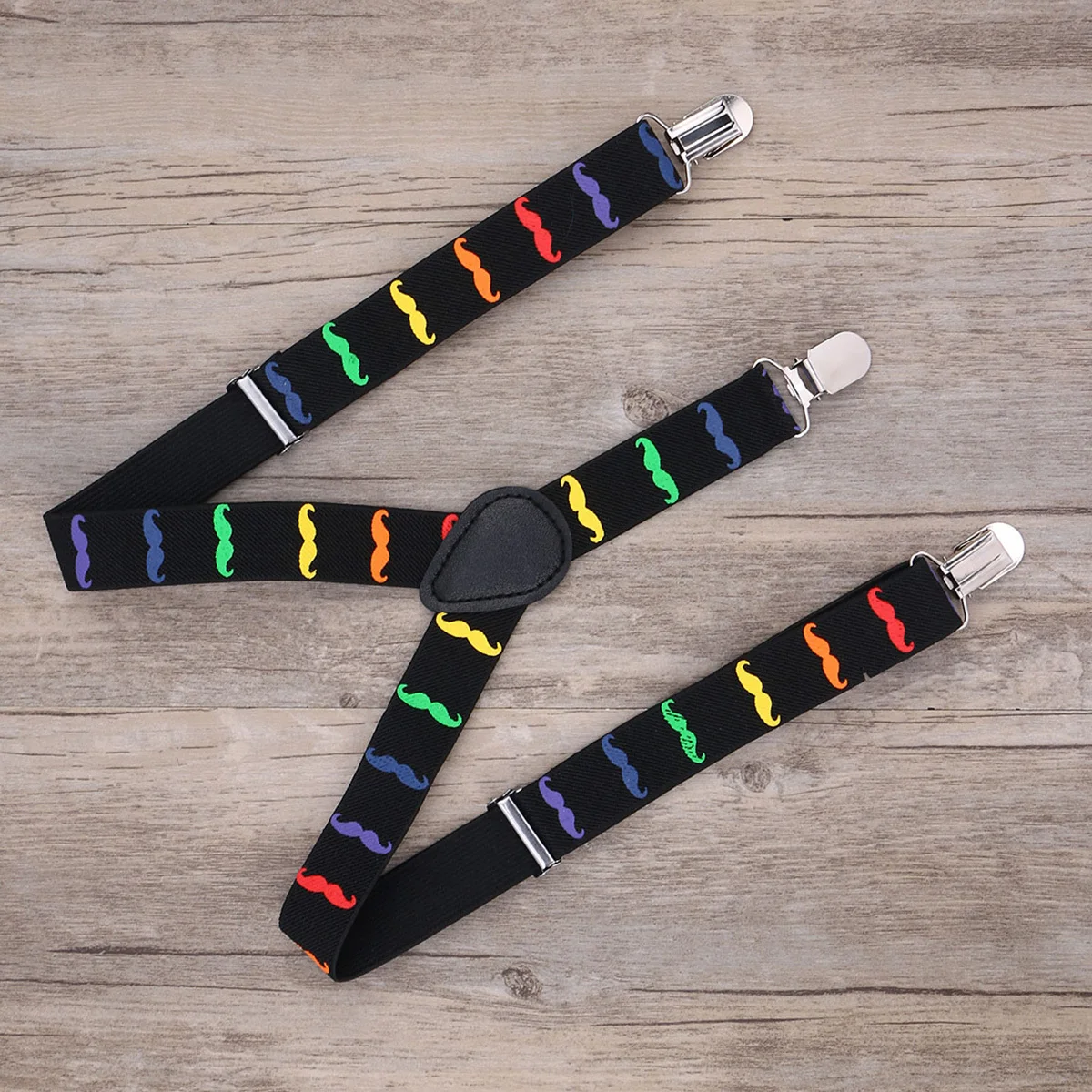 

1Pcs Children Suspenders Elastic Adjustable Y-Shape Strap with Colorful Beards Pattern Metal Clips for Kids Kids Suspenders
