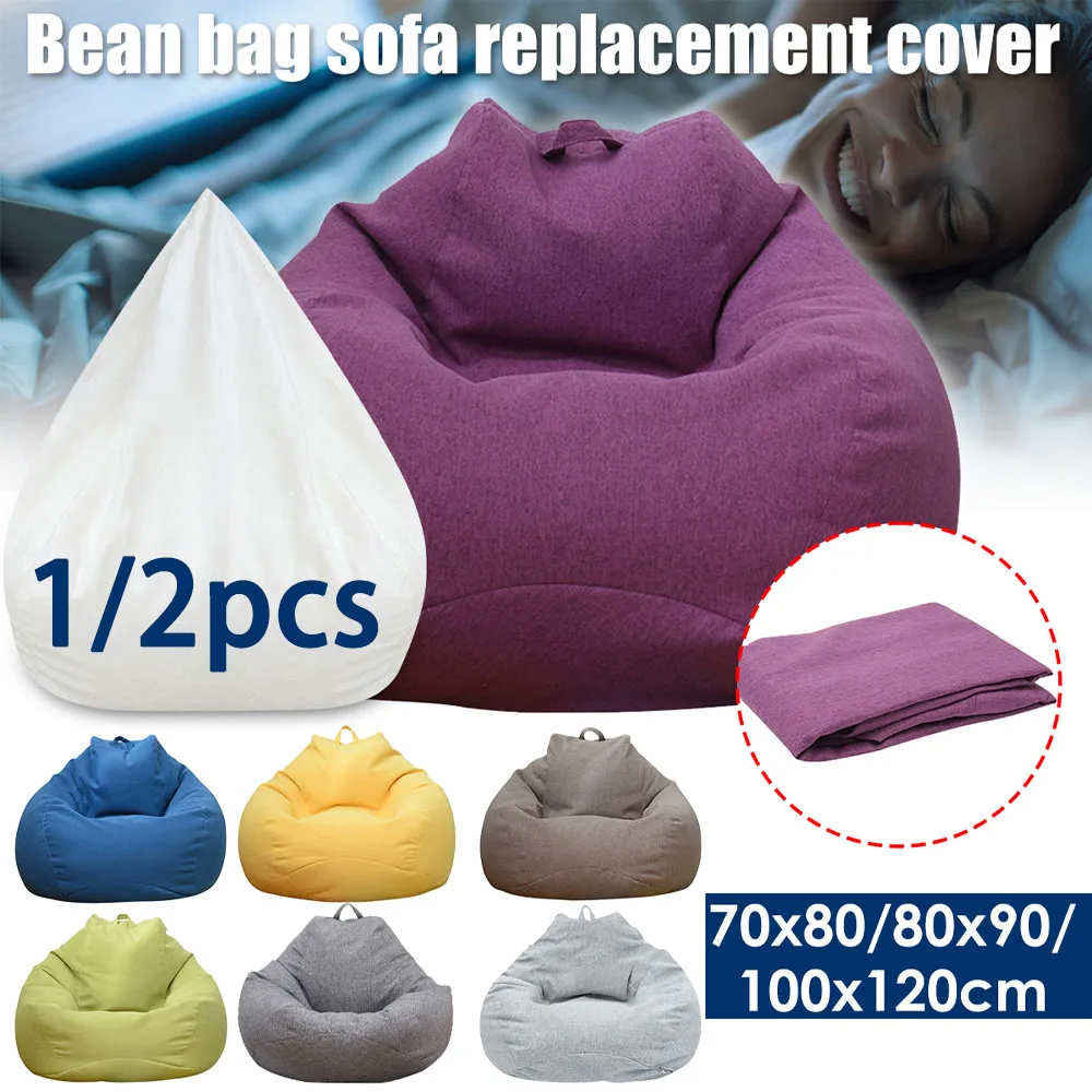 1/2Pcs Lazy Sofa Cover Solid Chair Covers Without Filler Large Bean Bag Cover Adults Couch Living Room Bedroom Tatami Lounger