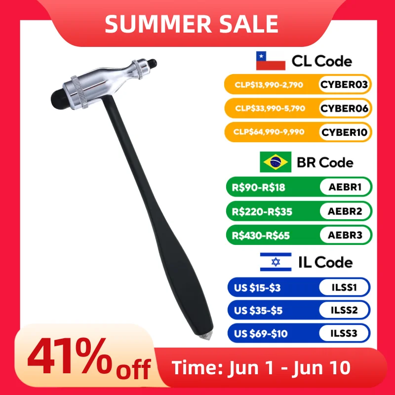 Tromner Neurological Reflex Hammer for cutaneous and Superficial responses Black Medical Hammer Health Care