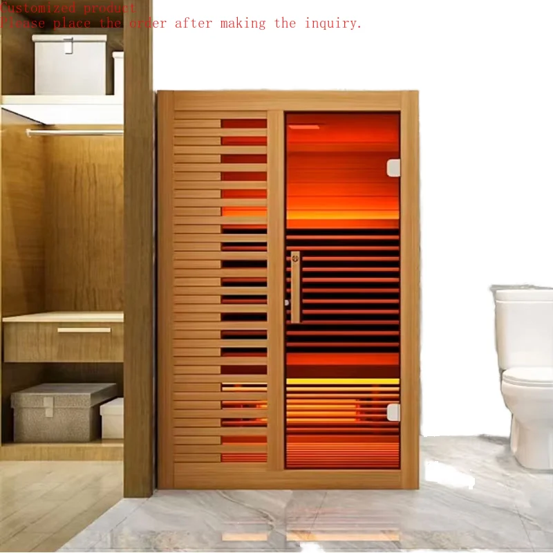 

Customization.Luxurious Modern Indoor Single-person Steam Sauna Room Made of Solid Wood, with Carbon Crystal Board Heating Syste
