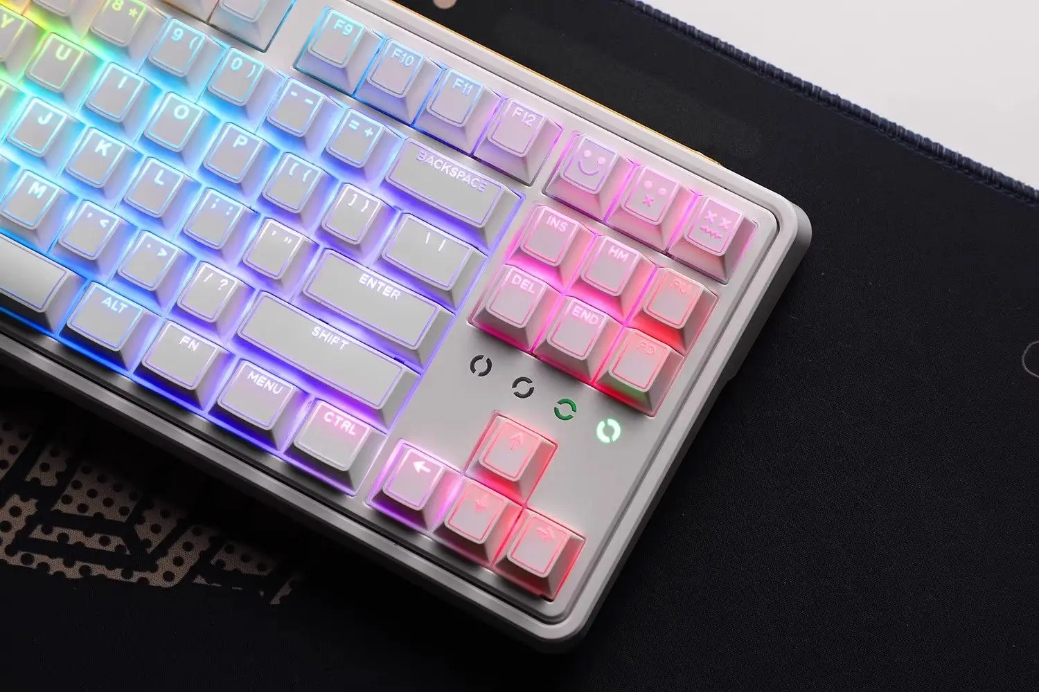 130+ Keys PBT Keycaps Set, Fog Shine-Through, Cherry Profile, Side-Printed Translucent, Refractive Shadow Effect, Compatible with Magnetic Switch/Hall Effect Keyboard, Multi-Layout (Full Size, TKL, 60% ANSI ISO)