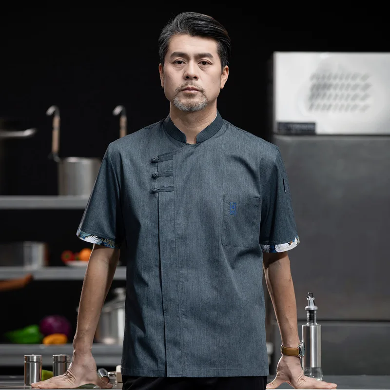 Veste de Chef professionnelle, uniforme de cuisine d'hôtel, salopette de cuisine de Restaurant, café, boulangerie, vêtement de travail, chemise d'été