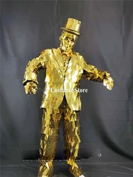 Mirror Man Suite Singer Outfit Gold silver stage show dance costume robot dance costumes