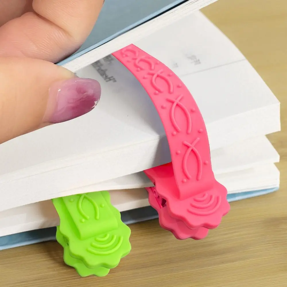 2pcs Silicone Silicone Bookmark Clip Handcrated Automatic Following Book Reading Sorter Page Divider Multi-color Book Paginator