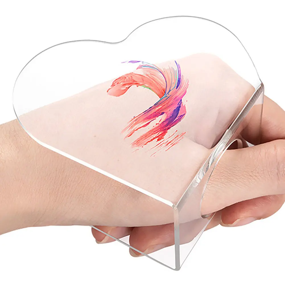 1Set Heart Acrylic Foundation Mixing Palette with Metal Spatula Mixing Plate for Eyeshadow Pigment Foundation Blending