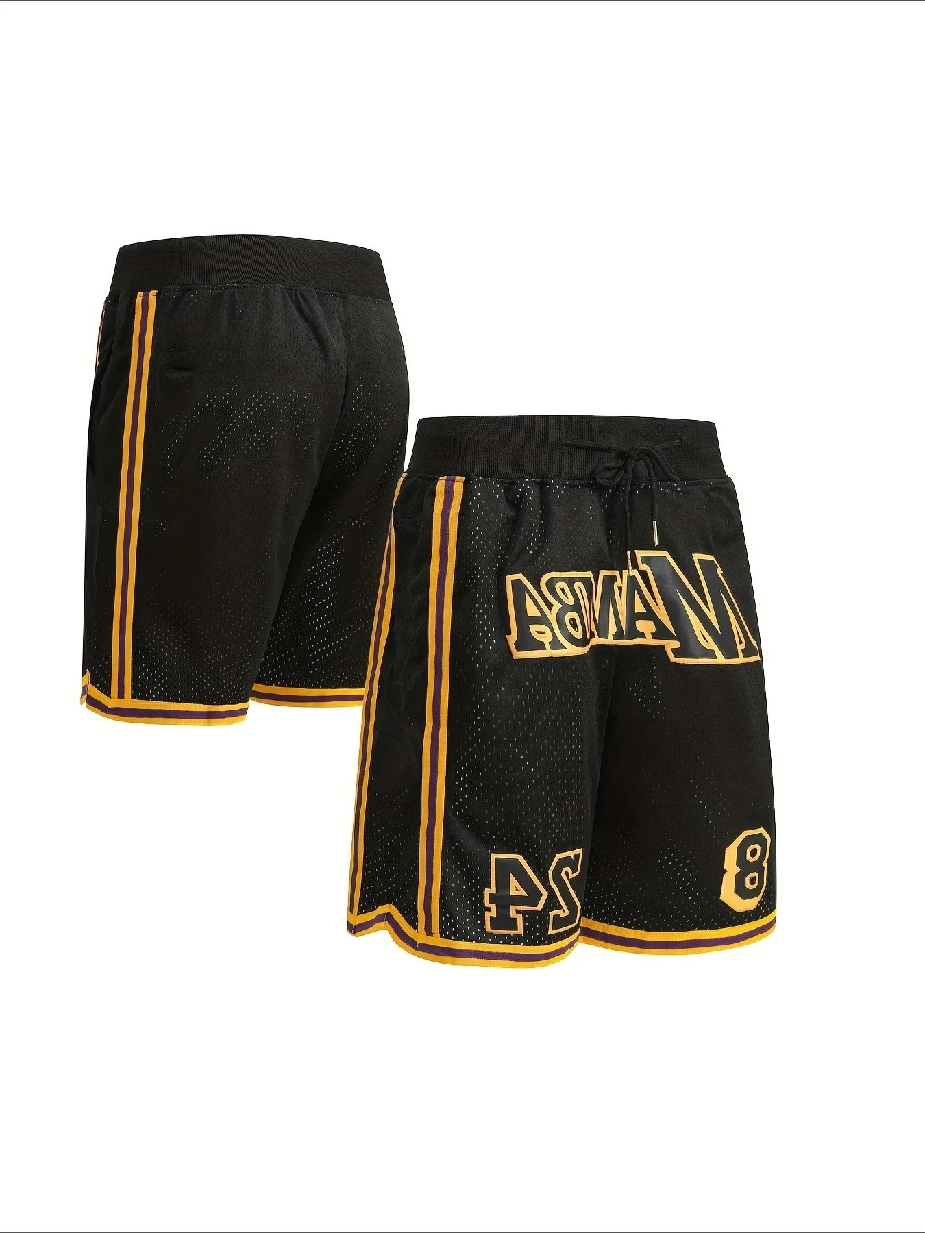 Retro Basketball Shorts in Size 8 and 24 Letter Print Loose Training Running Outdoor Casual Shorts Quick Drying Short Pants Moto