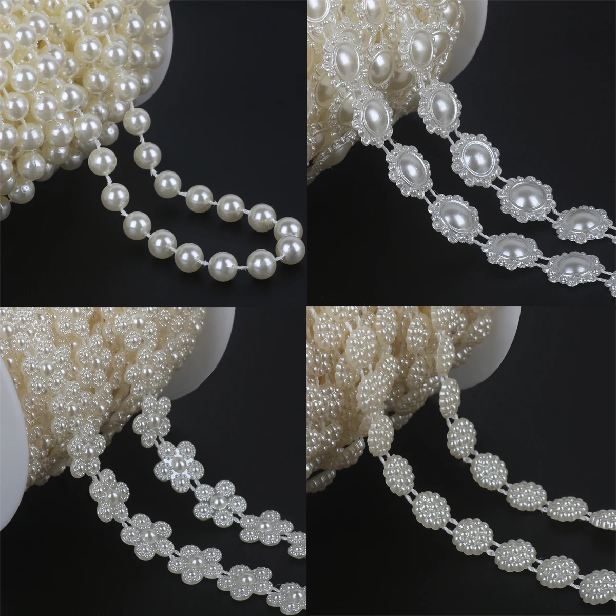 3/4/5/6/8/10mm ABS pearl chain double row connecting bead wedding dress bead chain half round bead chain DIY jewelry accessories