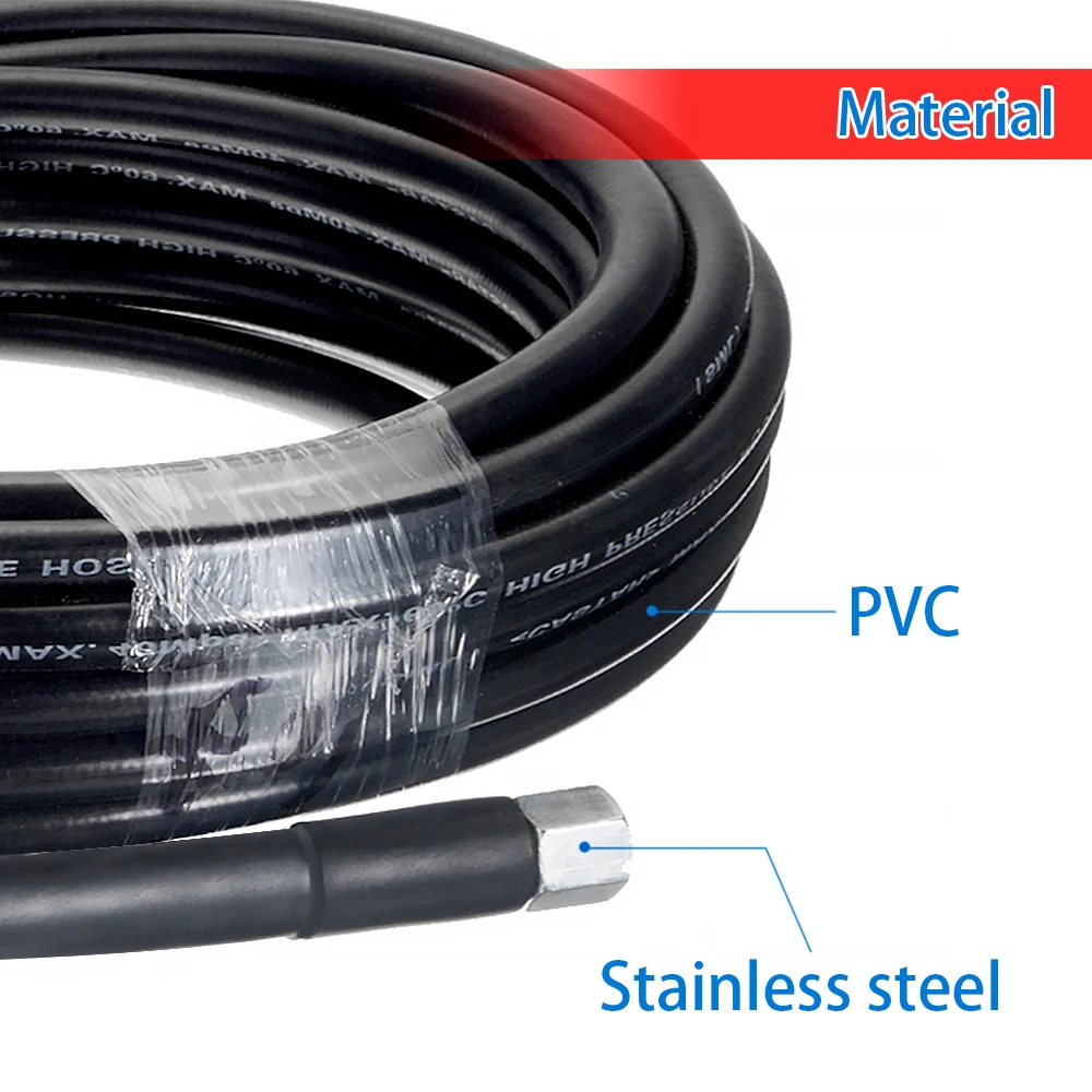 1Pc 6m /8m /10m /15m Pressure Washer Replacement Hose M22 Screw M14 Thread 5800 PSI Max 60℃ PVC Stainless Steel Car Wash Pipe