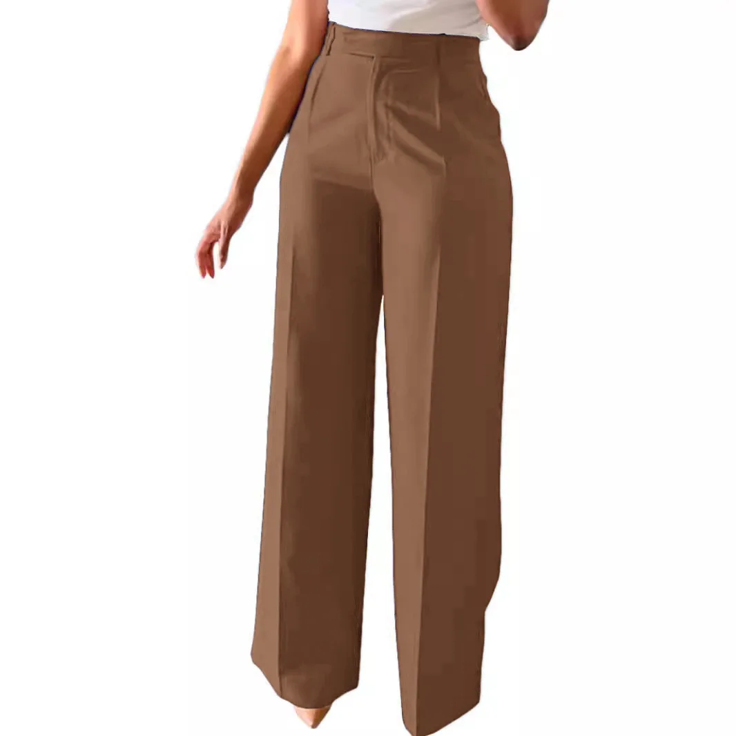 Autumn Winter New Women's Suit Pants Loose Casual Solid Color Versatile Commuter Style Clothing High Waist Pocket Straight Pants