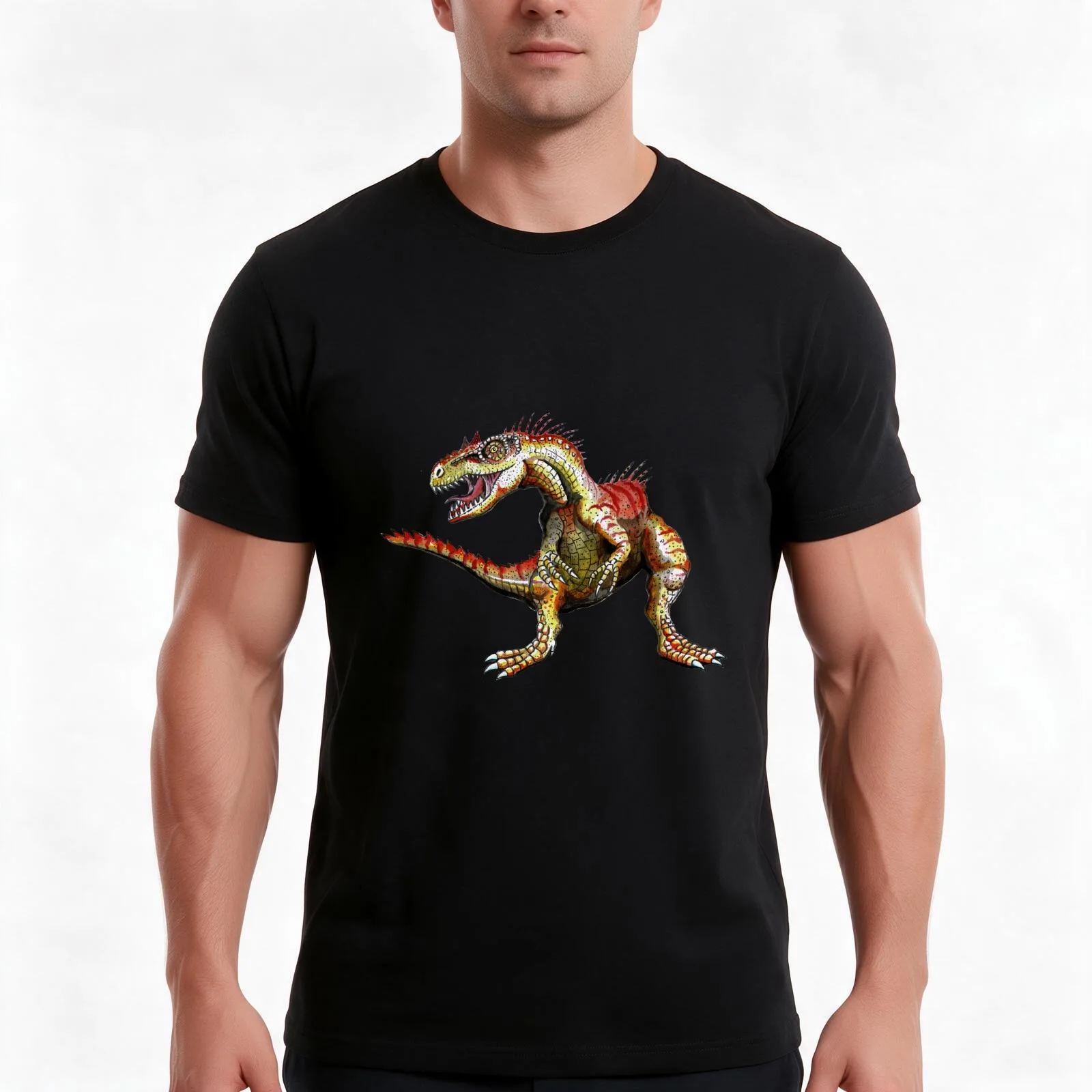 Allosaurus Jurassic Dinosaur T-Shirt, Summer Casual Cotton Tee, Oversized Streetwear Tops, Vintage Graphic Print, 100% Cotton