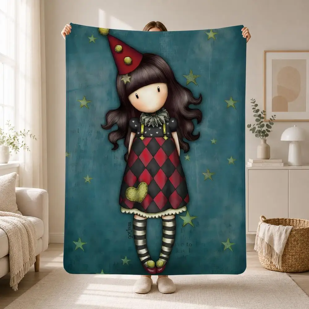 Cute Gothic Illustration Brand Santoro Gorjuss Throw Soft Plush Flannel Throw Blanket Sofa Bed Travel Home Decor