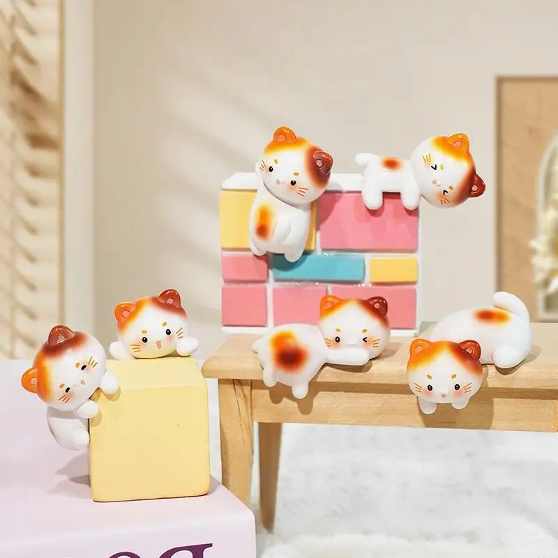 Cute Cat Figurine Mini Kitten Ornament Cartoon Animal Desktop: Decor Computer Monitor Edge Office Home