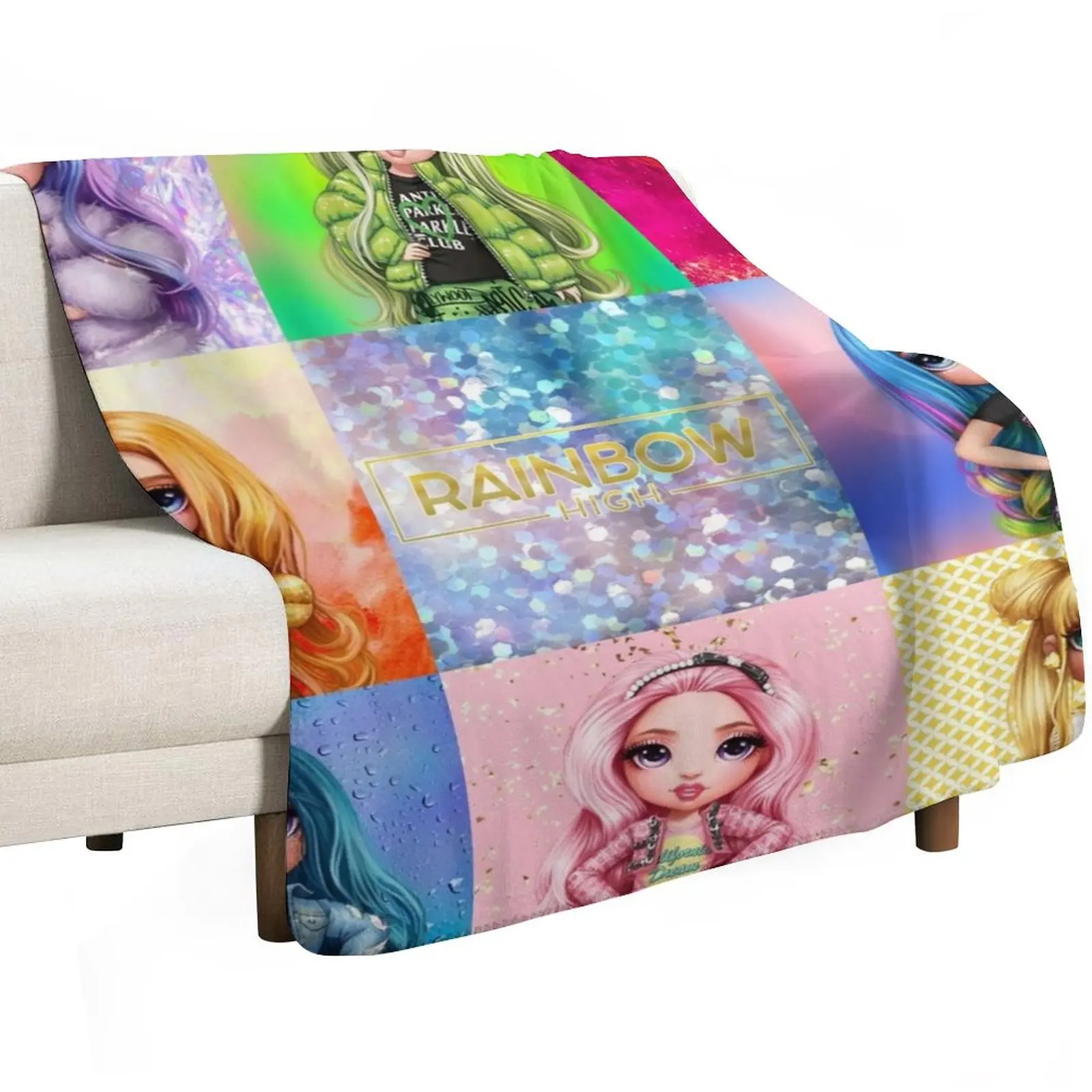 Rainbow High Girls Throw Blanket Travel Size Cozy Blanket for Plane Train